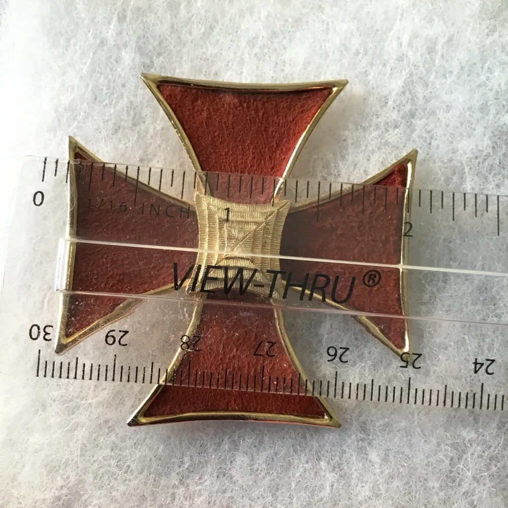 Marvella Gold Suede Maltese Cross Pin Pendant